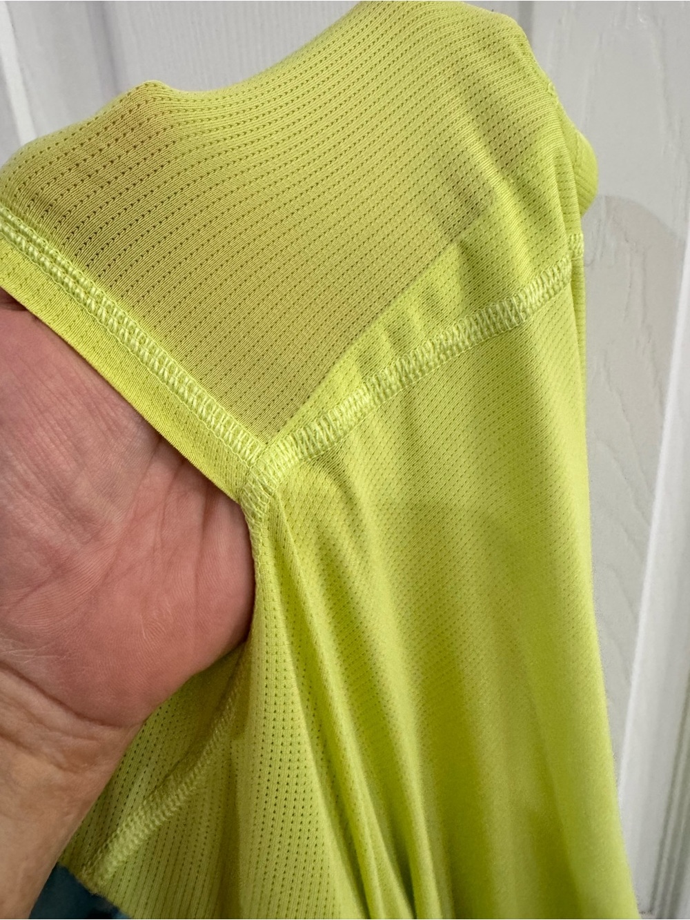 Fabletics Light Teal Athletic Shorts with Neon Yellow Accents - Picture 9 of 9